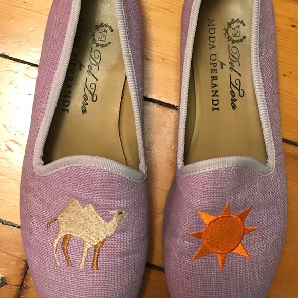Del Toro x Moda Operandi women's custom pink linen slipper - Picture 1 of 3
